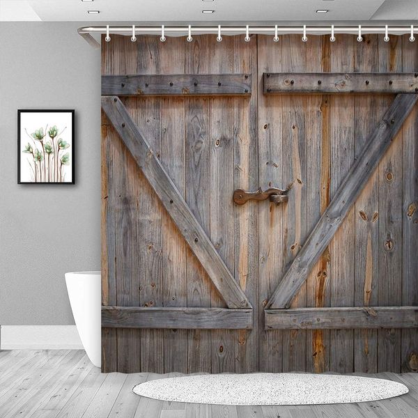 rustic decor shower curtain, rustic wooden barn door, polyester fabric bath curtains set with hooks 60w x 70l inches
rustic decor shower curtain, rustic wooden barn door, polyester fabric bath curtains set with hooks 60w x 70l inches
