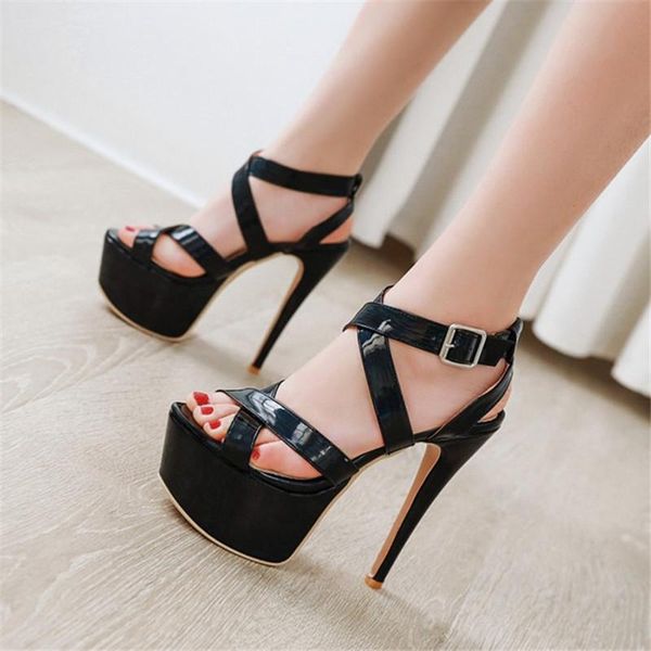 dress shoes pxelena european luxury super high heels platform sandals women patent leather cross strap rome gladiator stiletto 43, Black
dress shoes pxelena european luxury super high heels platform sandals women patent leather cross strap rome gladiator stiletto 43, Black