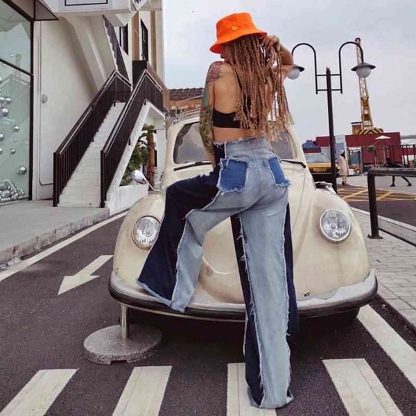 european and american stars with the same paragraph fashion high waist was thin contrast color wide leg flare jeans, Black;white
european and american stars with the same paragraph fashion high waist was thin contrast color wide leg flare jeans, Black;white