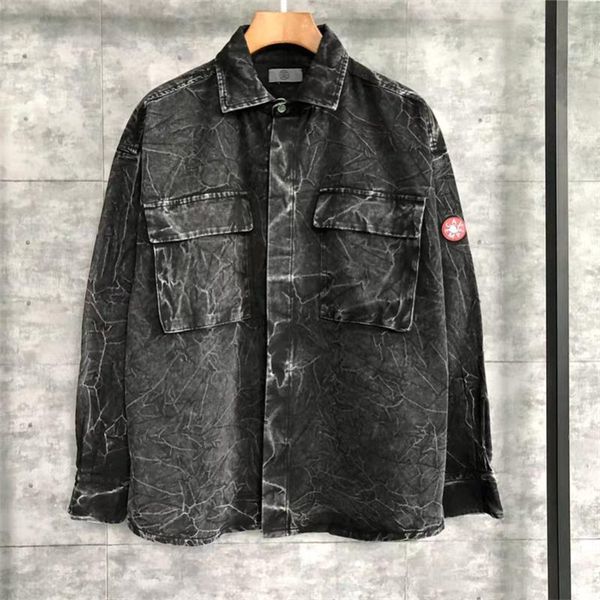 men's casual shirts 2021 cavempt shirt fried flower irregular grain distressed faded denim men women vintage washed cav emp, White;black
men's casual shirts 2021 cavempt shirt fried flower irregular grain distressed faded denim men women vintage washed cav emp, White;black