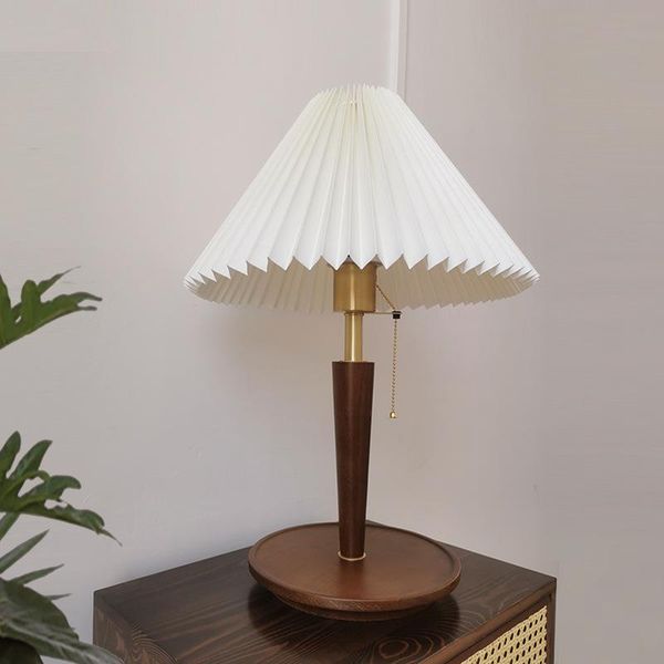 table lamps nordic minimalist bedroom bedside living room solid wood retro japanese style pleated art personality study reading lamp 
table lamps nordic minimalist bedroom bedside living room solid wood retro japanese style pleated art personality study reading lamp