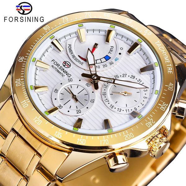 forsining power reserve design white ironing board mechanical watch waterproof golden stainless steel band lighting date automatic, Slivery;brown
forsining power reserve design white ironing board mechanical watch waterproof golden stainless steel band lighting date automatic, Slivery;brown
