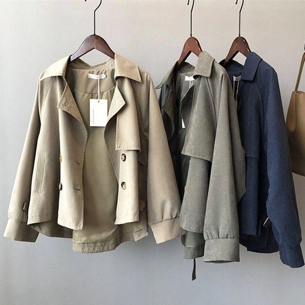 women's jackets korean chic short windbreaker jacket women fashion elegant loose double-breasted coat spring vintage casual long sleeve, Black;brown
women's jackets korean chic short windbreaker jacket women fashion elegant loose double-breasted coat spring vintage casual long sleeve, Black;brown