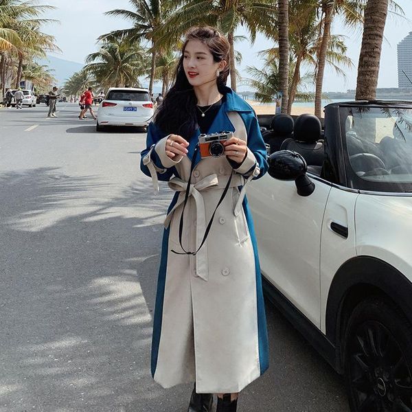 women's trench coats windbreaker long korean loose coat texture lapel spring autumn ladies cloak casual color contrast jacket female, Tan;black
women's trench coats windbreaker long korean loose coat texture lapel spring autumn ladies cloak casual color contrast jacket female, Tan;black