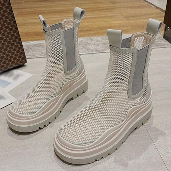 women summer ankle boots fashion spring mesh hollow breathable thick bottom 6cm platform flat females shoes plus size 2021, Black
women summer ankle boots fashion spring mesh hollow breathable thick bottom 6cm platform flat females shoes plus size 2021, Black