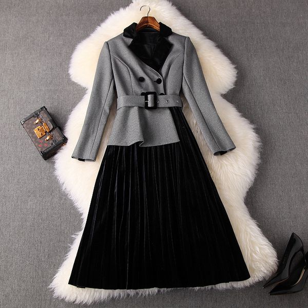casual dresses european and american women's clothing winter style long sleeve lapel bright silk patchwork velvet pleated dress gwj7, Black;gray
casual dresses european and american women's clothing winter style long sleeve lapel bright silk patchwork velvet pleated dress gwj7, Black;gray