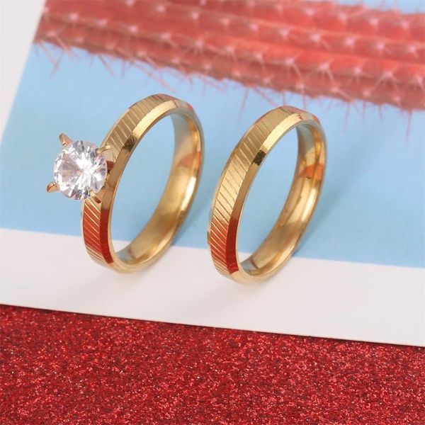 cluster rings romantic wedding for lover gold color stainless steel couple engagement party jewelry, Golden;silver
cluster rings romantic wedding for lover gold color stainless steel couple engagement party jewelry, Golden;silver