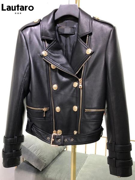 women's leather & faux lautaro autumn short black white biker jacket women long sleeve zipper golden buttons plus size clothes 4xl 5xl
women's leather & faux lautaro autumn short black white biker jacket women long sleeve zipper golden buttons plus size clothes 4xl 5xl