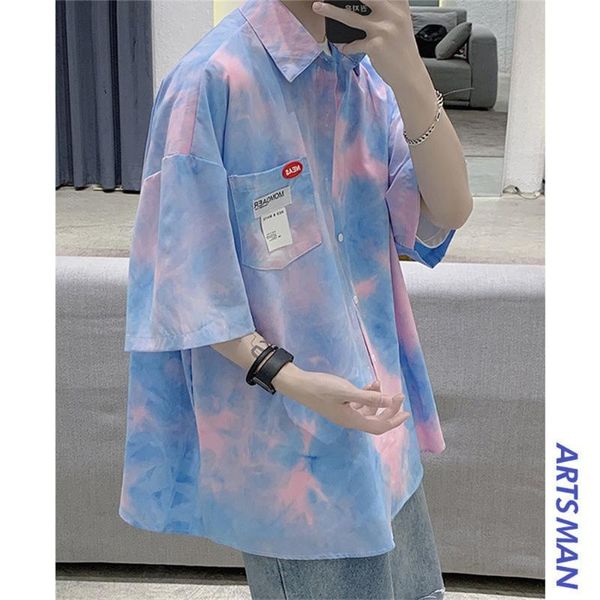 men's casual shirts cool tie-dyed shirt men oversize high street japan basic short sleeve loose autumn punk blue funny boys, White;black
men's casual shirts cool tie-dyed shirt men oversize high street japan basic short sleeve loose autumn punk blue funny boys, White;black