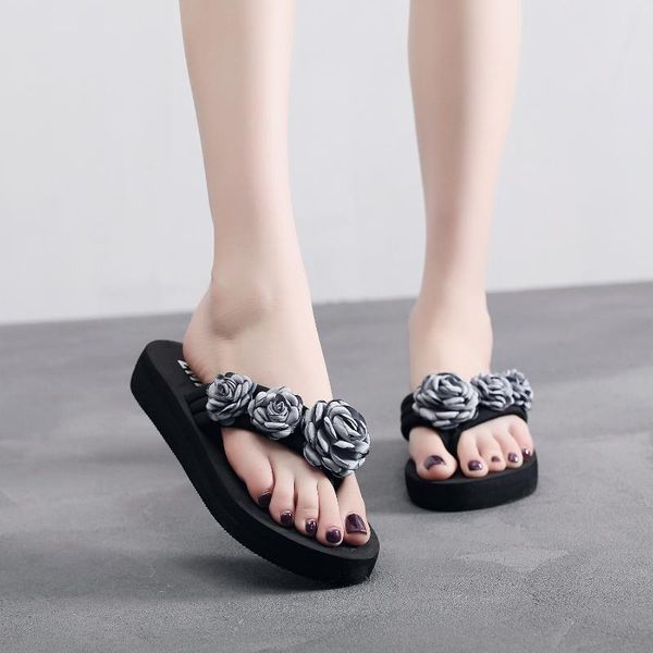 slippers summer hand made flower lady's herringbone slipper with thick sole and anti slip beach shoes, Black
slippers summer hand made flower lady's herringbone slipper with thick sole and anti slip beach shoes, Black