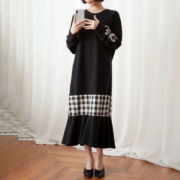 casual dresses bellaza korean style color block plaid dress long sleeve o neck japan simple vestidos autumn robes leisure, Black;gray
casual dresses bellaza korean style color block plaid dress long sleeve o neck japan simple vestidos autumn robes leisure, Black;gray