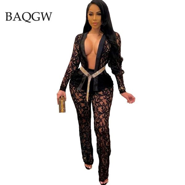 2 piece set women hollow out lace patchwork long sleeve jacket + wide leg pants outfit vintage nightclub party wear sets women's two, White 
2 piece set women hollow out lace patchwork long sleeve jacket + wide leg pants outfit vintage nightclub party wear sets women's two, White