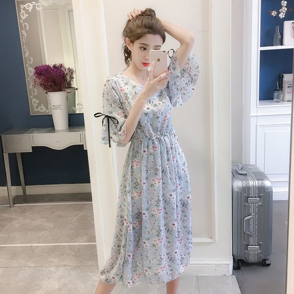 women chiffon dress spring summer fashion female elegant vintage prited floral short sleeve loose a-line boho s-3xl 210423, Black;gray
women chiffon dress spring summer fashion female elegant vintage prited floral short sleeve loose a-line boho s-3xl 210423, Black;gray