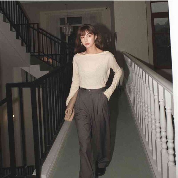 women's t-shirt 2021 spring long sleeve t women korean beige grey tshirt loose tee knitted casual clothing 6uff, White
women's t-shirt 2021 spring long sleeve t women korean beige grey tshirt loose tee knitted casual clothing 6uff, White