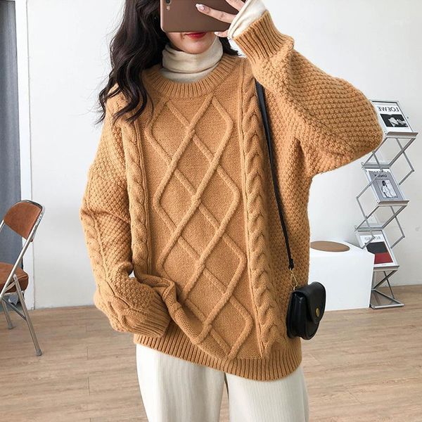 autumn and winter women's casual solid color round neck long sleeve loose sweater sweaters, White;black
autumn and winter women's casual solid color round neck long sleeve loose sweater sweaters, White;black