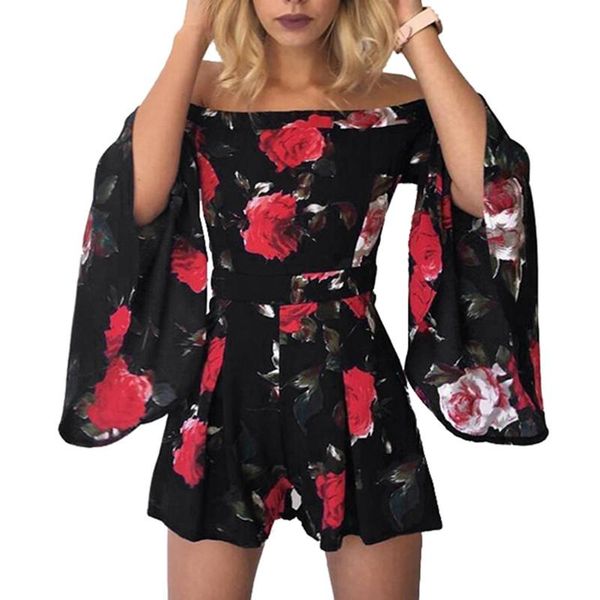 women's jumpsuits & rompers 2021 summer long ruffles boot cut sleeve romper playsuit flower floral patterned loose off shoulder bodysui, Black;white
women's jumpsuits & rompers 2021 summer long ruffles boot cut sleeve romper playsuit flower floral patterned loose off shoulder bodysui, Black;white