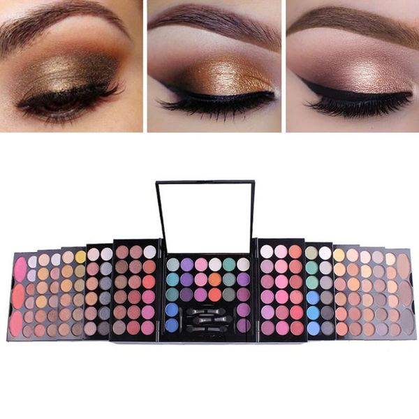 eye shadow 142 colors makeup matte shimmer palette blush brow cosmetic foundation face powder case beauty kit box 
eye shadow 142 colors makeup matte shimmer palette blush brow cosmetic foundation face powder case beauty kit box