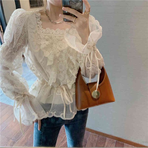 women's blouses & shirts spring women pullovers blouse ladies sweet voile lace crochet sleeves ruffles square collar shirt bl, White
women's blouses & shirts spring women pullovers blouse ladies sweet voile lace crochet sleeves ruffles square collar shirt bl, White