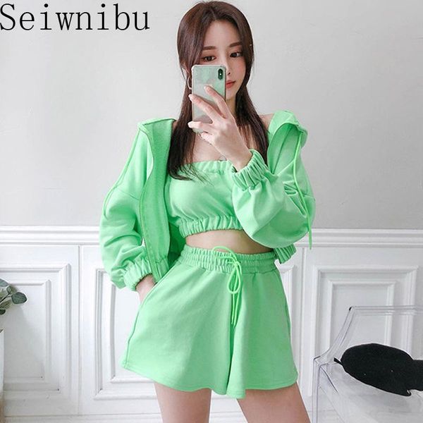 casual three piece set women outfits green long sleeve hooded and shorts wrap chest tracksuit ladies matching two dress, White
casual three piece set women outfits green long sleeve hooded and shorts wrap chest tracksuit ladies matching two dress, White