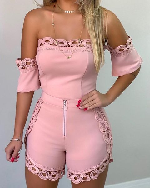 women's jumpsuits & rompers 2021 summer women hollow out lace casual short sleeve and shorts suits solid off shoulder two piece set, Black;white
women's jumpsuits & rompers 2021 summer women hollow out lace casual short sleeve and shorts suits solid off shoulder two piece set, Black;white