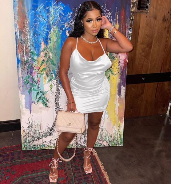 strap satin dress women backless cross bandage bodycon party pleated stretch short club solid color casual dresses, Black;gray
strap satin dress women backless cross bandage bodycon party pleated stretch short club solid color casual dresses, Black;gray