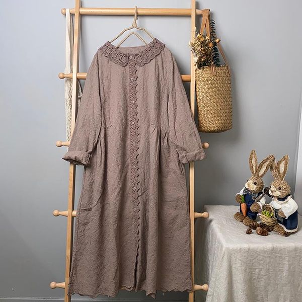 casual dresses 2021 early autumn japan style mori girl literature embroidery lace cotton dress loose long sleeve women, Black;gray
casual dresses 2021 early autumn japan style mori girl literature embroidery lace cotton dress loose long sleeve women, Black;gray