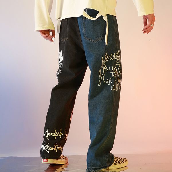 men's jeans aolamegs men chinese dragon punk printed denim pants color block straight trousers harajuku high street hipster streetwear, Blue
men's jeans aolamegs men chinese dragon punk printed denim pants color block straight trousers harajuku high street hipster streetwear, Blue
