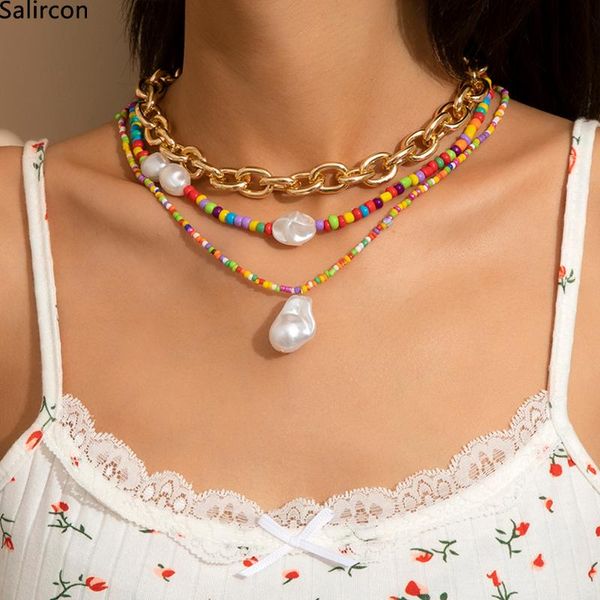 pendant necklaces boho colorful beaded multi layer short clavicle chain choker necklace for women baroque simulated pearls collier jewelry, Silver
pendant necklaces boho colorful beaded multi layer short clavicle chain choker necklace for women baroque simulated pearls collier jewelry, Silver