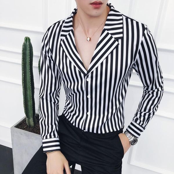 men's casual shirts fashion trend striped business causal long sleeve dress shirt men autumn quality polyester soft smooth camisa mascu, White;black
men's casual shirts fashion trend striped business causal long sleeve dress shirt men autumn quality polyester soft smooth camisa mascu, White;black