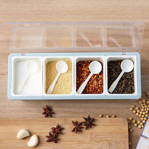 storage bottles & jars plastic multipurpose with spoon sugar salt spice pots seasoning box set transparent lid home kitchen container 4 grid
storage bottles & jars plastic multipurpose with spoon sugar salt spice pots seasoning box set transparent lid home kitchen container 4 grid