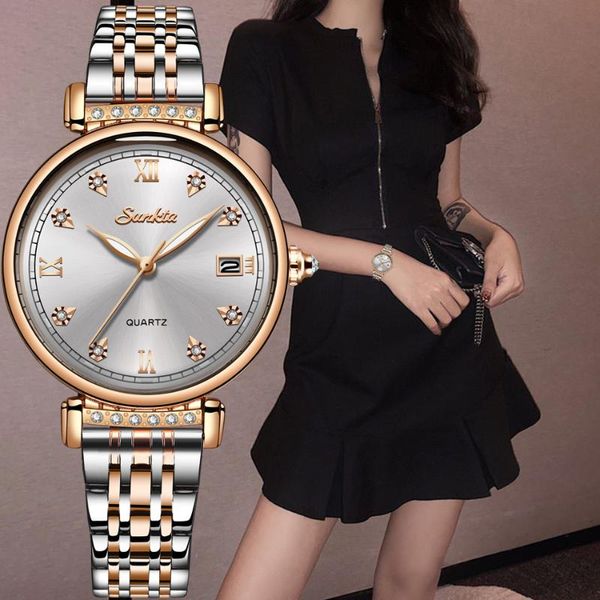 wristwatches sunkta 2021 woman watches rose gold watch women quartz waterproof women's wristwatch ladies girls clock, Slivery;brown
wristwatches sunkta 2021 woman watches rose gold watch women quartz waterproof women's wristwatch ladies girls clock, Slivery;brown
