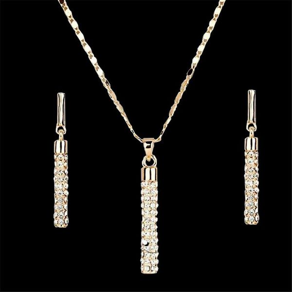 earrings & necklace rhinestones jewelry set for women gold pandent pendant cylindrical rod ladies, Silver
earrings & necklace rhinestones jewelry set for women gold pandent pendant cylindrical rod ladies, Silver