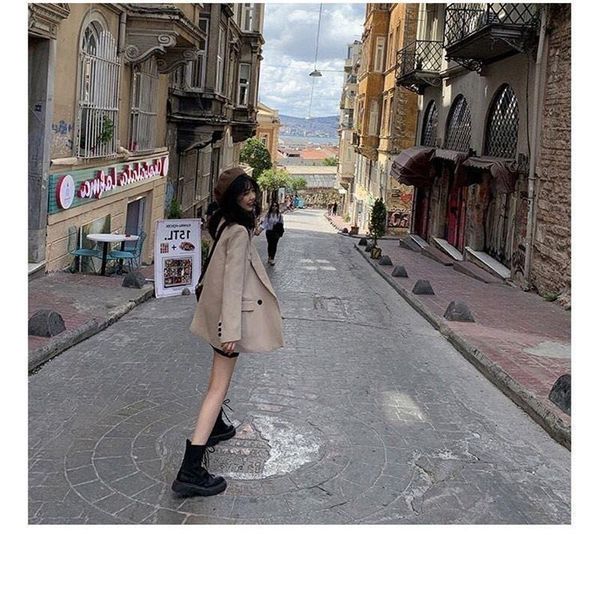 black suit jacket women fall 2021 loose casual spring and autumn small women's suits & blazers, White;black
black suit jacket women fall 2021 loose casual spring and autumn small women's suits & blazers, White;black