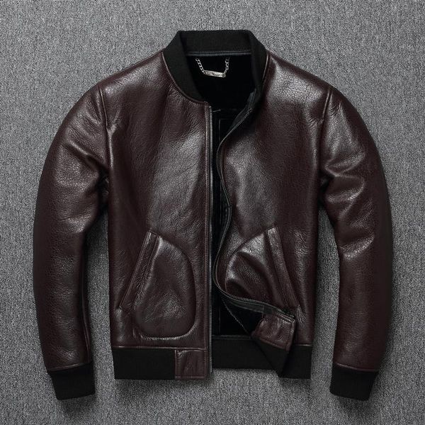 men's leather & faux 2022 baseball uniform jacket dark brown shearling stand-up collar fur one-piece slim plus size coat, Black
men's leather & faux 2022 baseball uniform jacket dark brown shearling stand-up collar fur one-piece slim plus size coat, Black