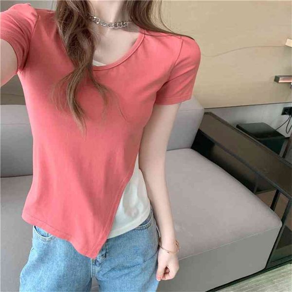 fashion t-shirt summer slim slimming, careful machine irregular fake two t-shirts women's knitwear 210520, White
fashion t-shirt summer slim slimming, careful machine irregular fake two t-shirts women's knitwear 210520, White