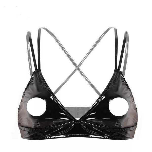 bras s-xxxl women open cup bra wet look patent leather underwear halter neck hollow out breast wire-unlined lingerie, Red;black
bras s-xxxl women open cup bra wet look patent leather underwear halter neck hollow out breast wire-unlined lingerie, Red;black