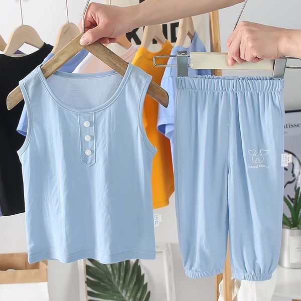 boys summer thin sleeveless cartoon embroidery breathable vest plus loose version five-point pants suit clothing sets, White
boys summer thin sleeveless cartoon embroidery breathable vest plus loose version five-point pants suit clothing sets, White