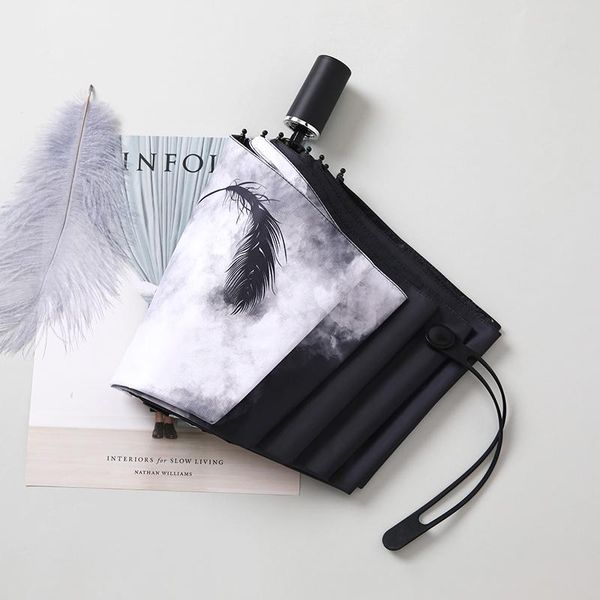 umbrellas creative automatic black coating 3 folding umbrella uv protection windproof rain sun fashion household u6b
umbrellas creative automatic black coating 3 folding umbrella uv protection windproof rain sun fashion household u6b