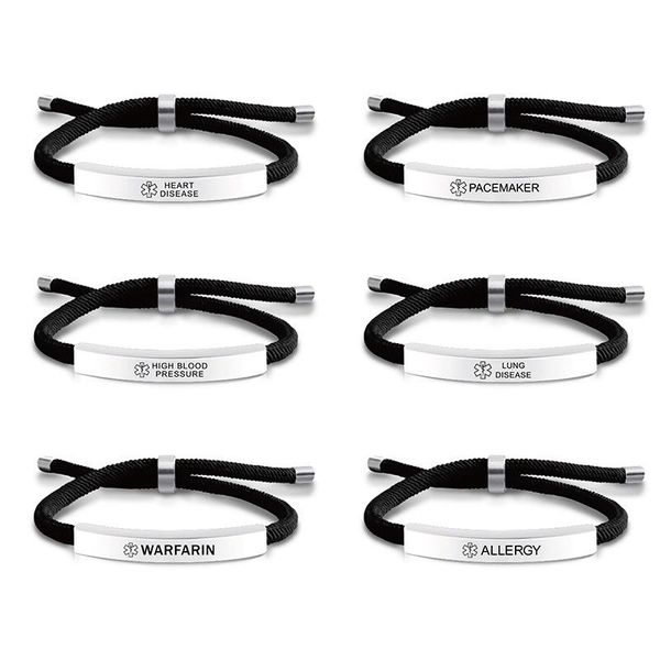charm bracelets cross border titanium steel bracelet star of life logo diabetic warning words woven for men and women, Golden;silver
charm bracelets cross border titanium steel bracelet star of life logo diabetic warning words woven for men and women, Golden;silver