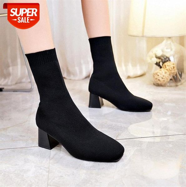 women's thick-heeled boots, elastic mid-tube square toe socks wool knitted high-heeled short boots #5h72, Black
women's thick-heeled boots, elastic mid-tube square toe socks wool knitted high-heeled short boots #5h72, Black