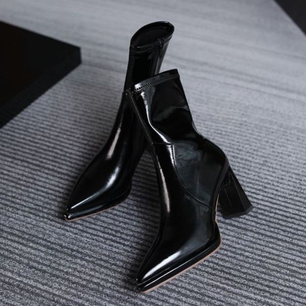 size 33-40 woman high heel boots patent leather winter shoes ladies fashion party short boots women footwear, Black
size 33-40 woman high heel boots patent leather winter shoes ladies fashion party short boots women footwear, Black