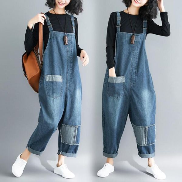 women's jumpsuits & rompers 2021 autumn women literary denim womens jumpsuit fat mm casual jeans suspender pants overalls nine w224, Black;white
women's jumpsuits & rompers 2021 autumn women literary denim womens jumpsuit fat mm casual jeans suspender pants overalls nine w224, Black;white