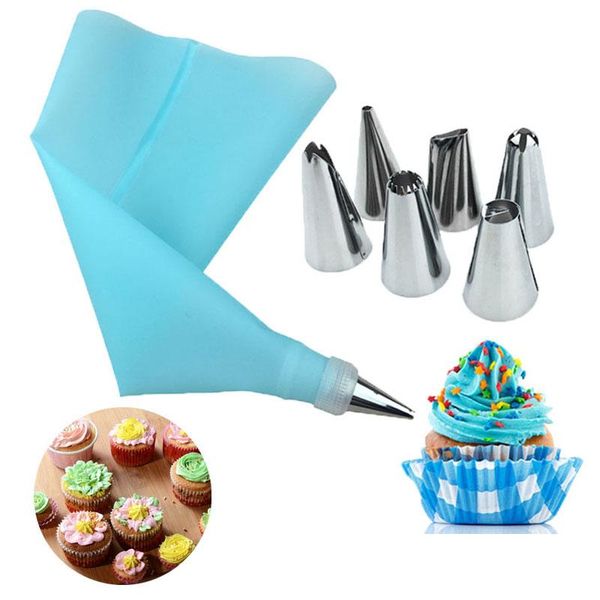 baking & pastry tools 8 pcs/set silicone kitchen accessories piping bag cream + 6 stainless steel nozzle set diy cake decorative tips
baking & pastry tools 8 pcs/set silicone kitchen accessories piping bag cream + 6 stainless steel nozzle set diy cake decorative tips