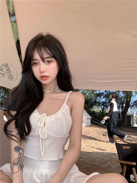 party dresses suspender vest women's pure desire style u-neck lace up with bottom summer short can wear white coat 8cc8, White;black
party dresses suspender vest women's pure desire style u-neck lace up with bottom summer short can wear white coat 8cc8, White;black