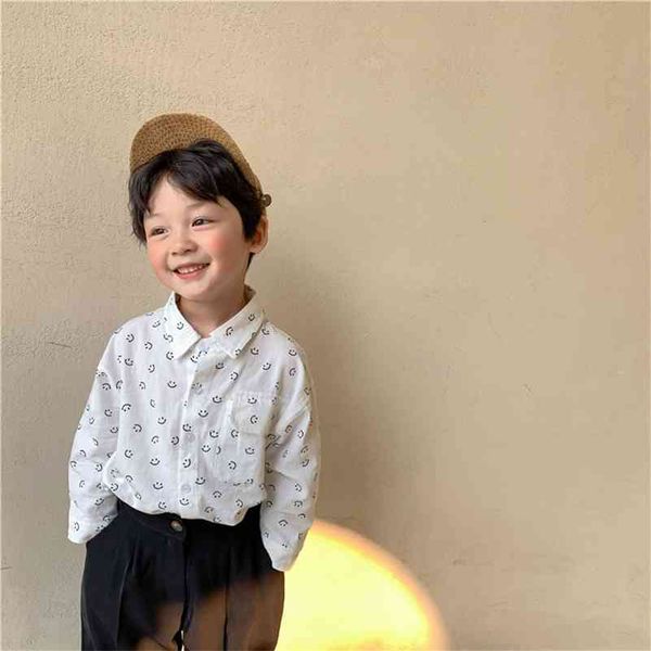 autumn boys cotton printing long sleeve shirts girls casual all-match base 210708, White;black
autumn boys cotton printing long sleeve shirts girls casual all-match base 210708, White;black