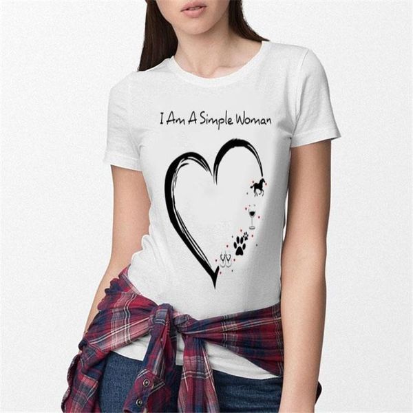 women's t-shirt i am a simple women heart print short sleeved graphic tee female o neck loose camisetas mujer casual fashion, White
women's t-shirt i am a simple women heart print short sleeved graphic tee female o neck loose camisetas mujer casual fashion, White