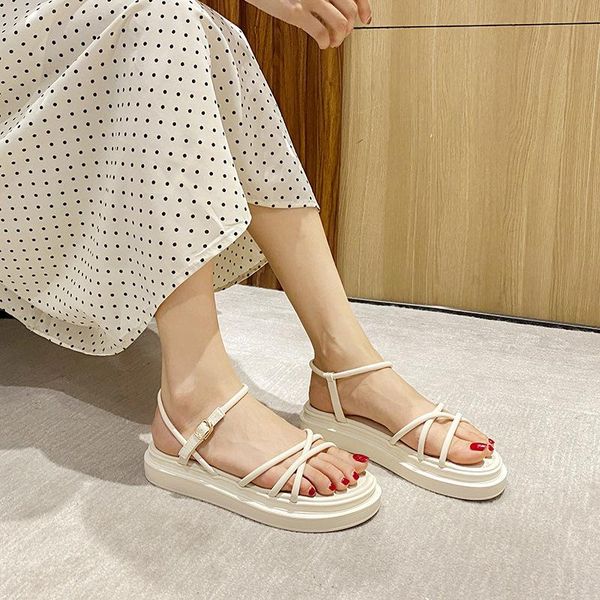 sandals sandal for women 2021 summer narrow band flat platform ladies cross-strap white roman thick soled women's shoes, Black
sandals sandal for women 2021 summer narrow band flat platform ladies cross-strap white roman thick soled women's shoes, Black