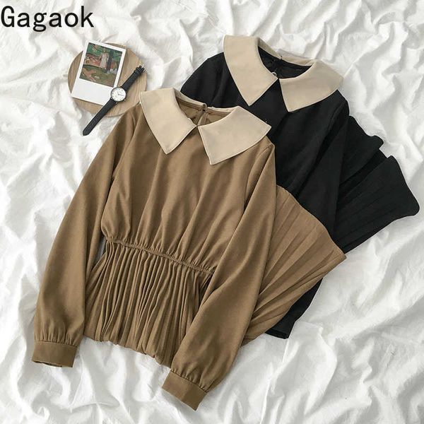 vintage women dress spring autumn solid peter pan collar empire mid-calf casual wild female fashion korean dresses 210531, Black;gray
vintage women dress spring autumn solid peter pan collar empire mid-calf casual wild female fashion korean dresses 210531, Black;gray