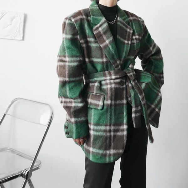 men's suits & blazers autumn winter wool blazer men korean streetwear fashion vintage green plaid loose casual suit jacket thick coat m, White;black
men's suits & blazers autumn winter wool blazer men korean streetwear fashion vintage green plaid loose casual suit jacket thick coat m, White;black