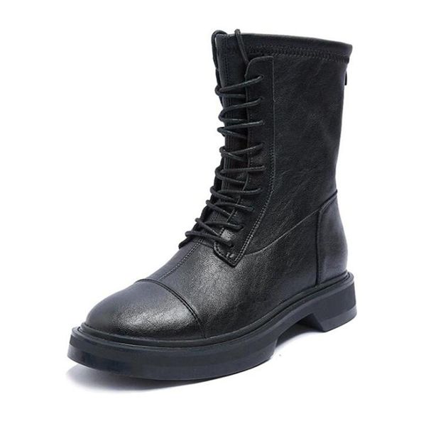 boots stretch leather women platform ankle spring autumn shoes genuine back zipper lace up, Black
boots stretch leather women platform ankle spring autumn shoes genuine back zipper lace up, Black